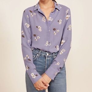 Reformation Lilac Button Down Blouse